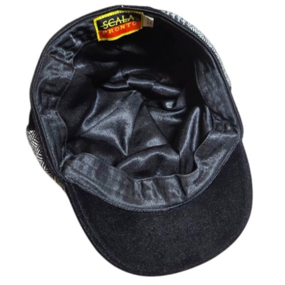 Women's Black & Gray SCALA PRONTO Vintage Style Newsboy Cap - Picture 11 of 11